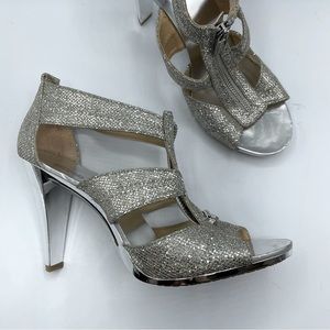Michael Kors Silver Sparkle Stiletto Dressy Heels 9.5